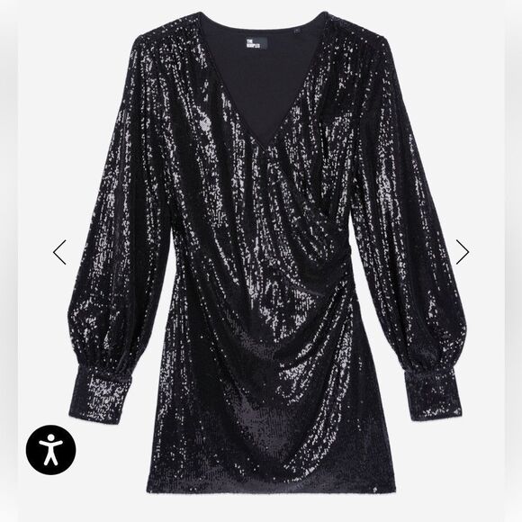 $315 The Kooples SHORT BLACK SEQUIN DRESS NWT - Picture 7 of 14